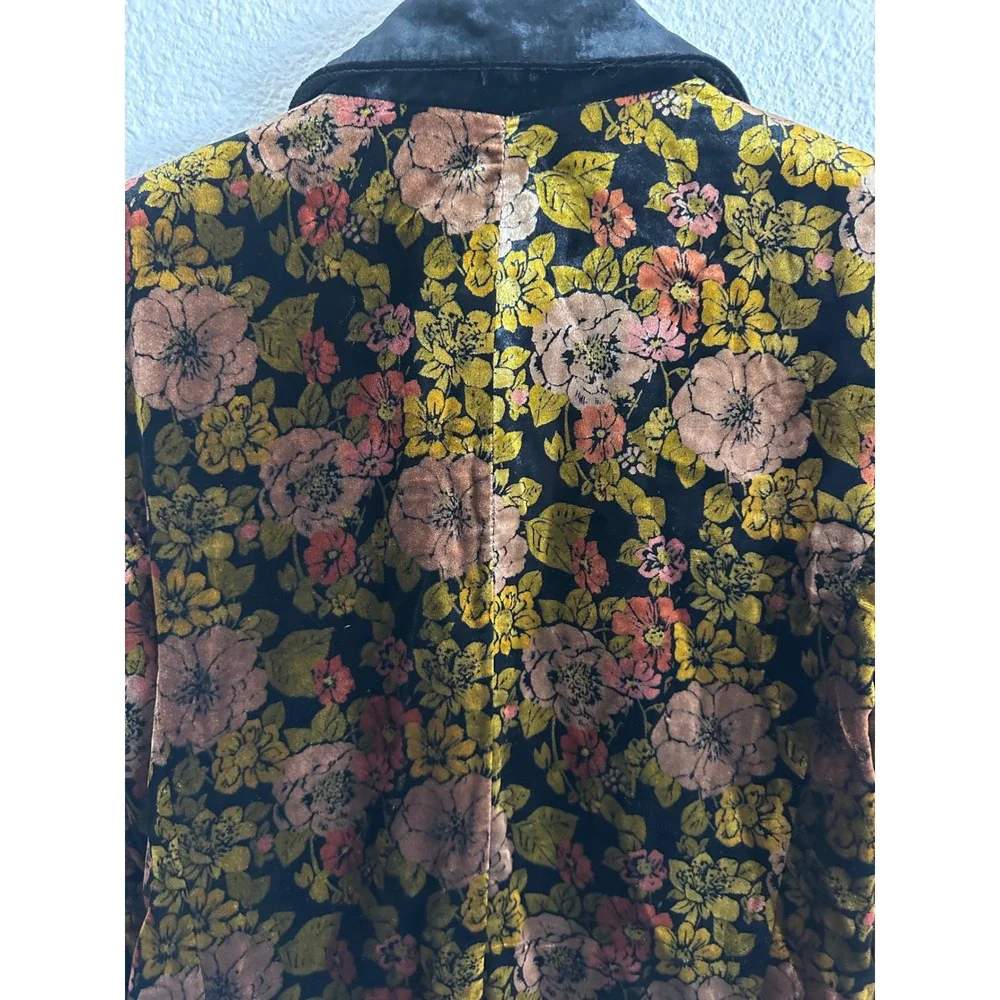 Free People We The Free Floral Velvet Blazer Black Gold Womens XS - Picture 9 of 9